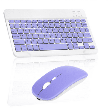 Rechargeable Bluetooth Keyboard and Mouse Combo Ultra Slim Full-Size Keyboard and Ergonomic Mouse for Xiaomi Redmi 9 and All Bluetooth Enabled Mac/Tablet/iPad/PC/Laptop - Violet Purple
