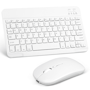Rechargeable Bluetooth Keyboard and Mouse Combo Ultra Slim Full-Size Keyboard and Ergonomic Mouse for Xiaomi 12 and All Bluetooth Enabled Mac/Tablet/iPad/PC/Laptop - Pure White