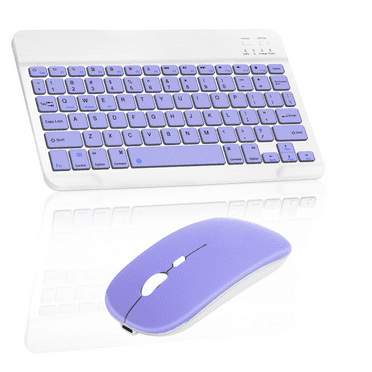Rechargeable Bluetooth Keyboard and Mouse Combo Ultra Slim Full-Size Keyboard and Ergonomic Mouse for vivo X21i and All Bluetooth Enabled Mac/Tablet/iPad/PC/Laptop - Violet Purple