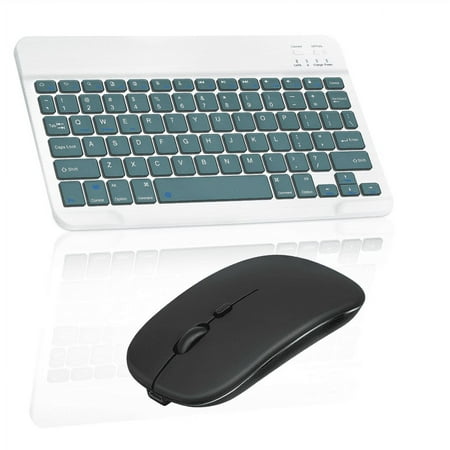 Rechargeable Bluetooth Keyboard and Mouse Combo Ultra Slim Full-Size Keyboard and Mouse for Zenpad S 8.0 Z580C and All Bluetooth Enabled Mac/Tablet/iPad/PC/Laptop -Pine Green with Black Mouse