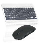 Rechargeable Bluetooth Keyboard and Mouse Combo Ultra Slim Keyboard and Mouse for Prestigio MultiPad 10.1 Ultimate 3G and Bluetooth Enabled Mac/Tablet/iPad/PC/Laptop - Shadow Grey with Purple Mouse