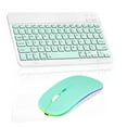 thumbnail image 1 of Rechargeable Bluetooth Keyboard and Mouse Combo Ultra Slim for iPad Pro 12.9 (2018) and All Bluetooth Enabled Android/PC-Teal Keyboard with Teal RGB LED mouse, 1 of 5