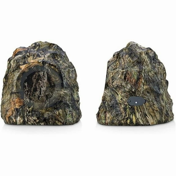 Rechargeable Bluetooth Outdoor Mossy Country Camo Rock Speakers Set of 2