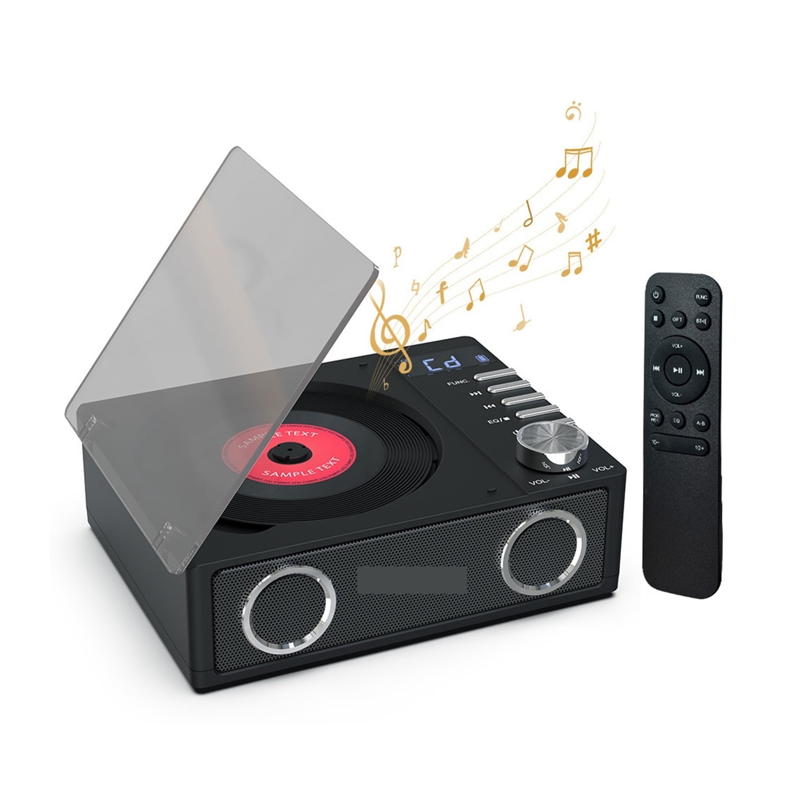 Rechargeable Bluetooth Vinyl Album Player Portable CD Player Great Gift for Music Lovers ,Multi-Functional