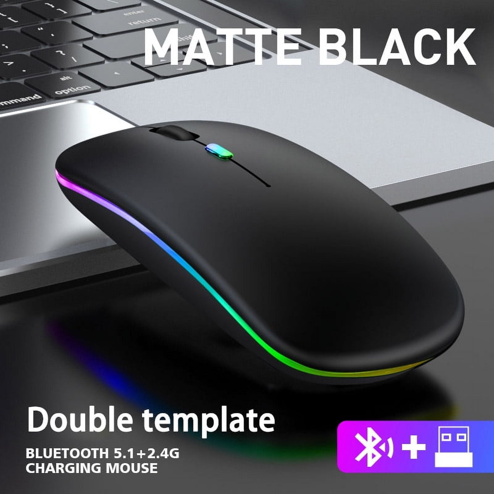 Rechargeable Bluetooth Wireless Mouse with 2.4GHz USB RGB 1600DPI Mouse