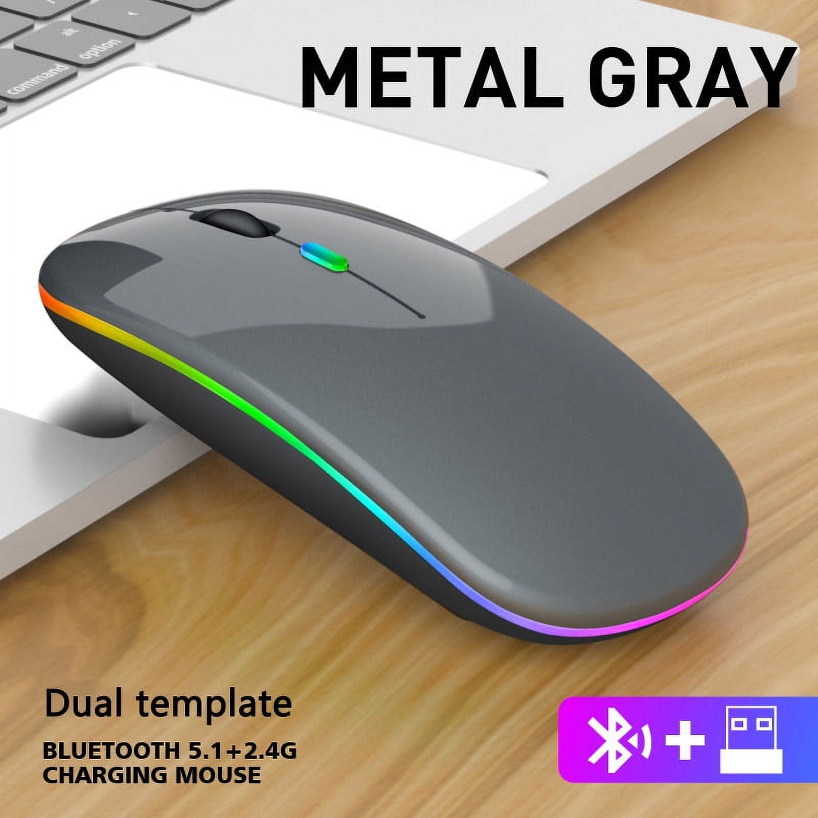 Rechargeable Bluetooth Wireless Mouse with 2.4GHz USB RGB 1600DPI Mouse