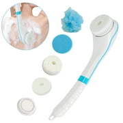 Rechargeable Body Back Brush, Body Bath Scrubber, Scrub Washer for Shower, Electric Spin Scrubber Brush Spa Exfoliating Kit with Long Handle for Women Men with 5 Attachment Blue