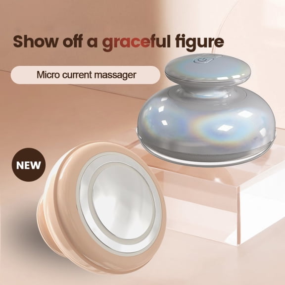 Rechargeable Body EMS Massager with Soothing Warmth & Gentle Micro-Vibration, Personal Skincare Tool for Applying Lotions & Oils for Smoother-Feeling Skin,Silver