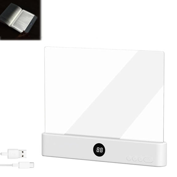 Rechargeable Book Light, 2026 New Smart LED Flat Reading Light with 3 Colors & Timer, Dimmable Full Page Panel Lamp, Clear Light for Night Reading, Gifts for Book Lovers Women Men(White)