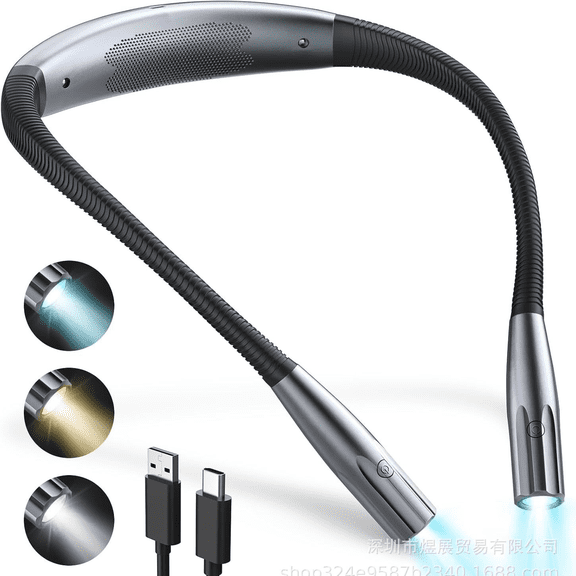Rechargeable Book Light,3 Colors and Brightness Adjustable Reading Light,Bendable Neck Light,100hrs Long-Lasting,Perfect Reading Lamp Gift for Books in Bed