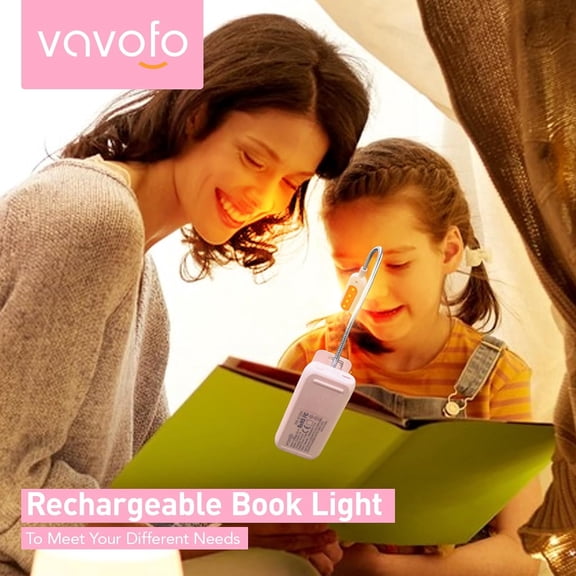 Rechargeable Book Light, Blue Light Blocking, Amber 1600K Clip On Reading Light, Eye Care 7 LEDs Kids Book Light for Reading in Bed with Power Indicator for Bookworms (Pink)