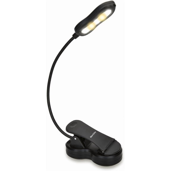 Rechargeable Book Light: Clip on LED Book Light for Reading in Bed - Adjustable 3 Color 3 Brightness - 60 Hours Eye Care Reading Lamp-Lightweight & Portable for Bed &Travel (Black)