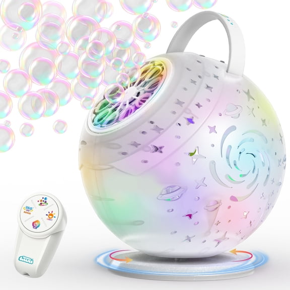 Rechargeable Bubble Machine - 2-in-1 Galaxy Projector Bubbles Maker Toys for Kids, Bubbles for Wedding Parties,Remote Control Easter Birthday and Xmas Gift for Boys Girls