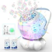 Beautysureup Rechargeable Bubble Machine with Colorful LED Light - Make Large Bubbles - 600mL Automatic Bubble Maker for Kids - Outdoor Party Birthday Easter Toys Gifts for Toddlers Ages 3+ Boy Girls