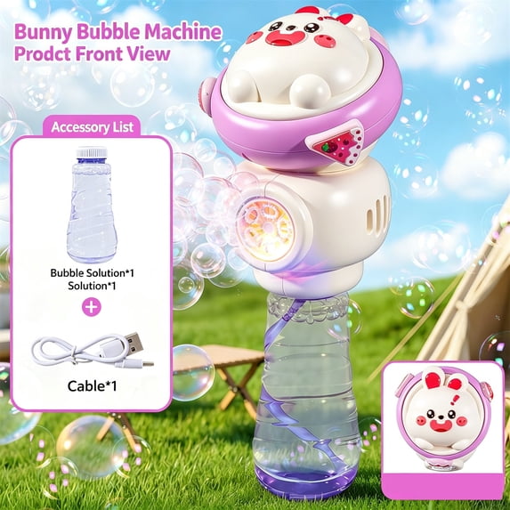 Rechargeable Bubble Machine, Electric Handheld Bubble Wand, Cute Design for Park, Backyard, and Beach Playing 3.5*9.8In