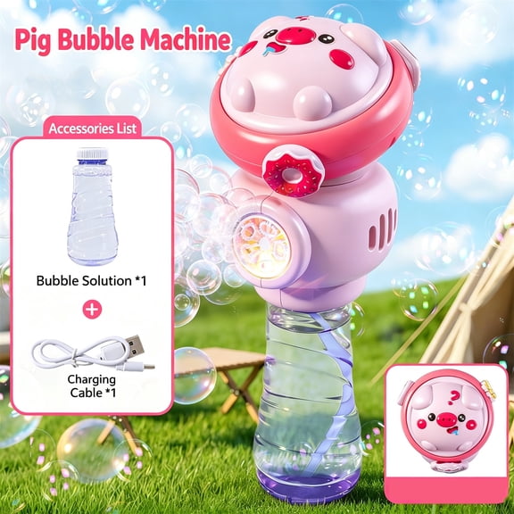 Rechargeable Bubble Machine, Electric Handheld Bubble Wand, Cute Design for Park, Backyard, and Beach Playing 3.5*9.8In