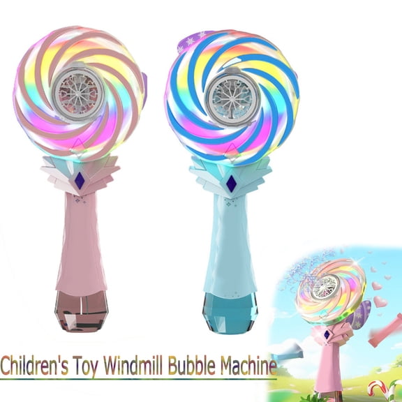 Rechargeable Bubble Wand, Electric Bubble Blower with Lollipop Spinning Fan, Full-Automatic Bubble Machine for Interactive Fun (2PCS)