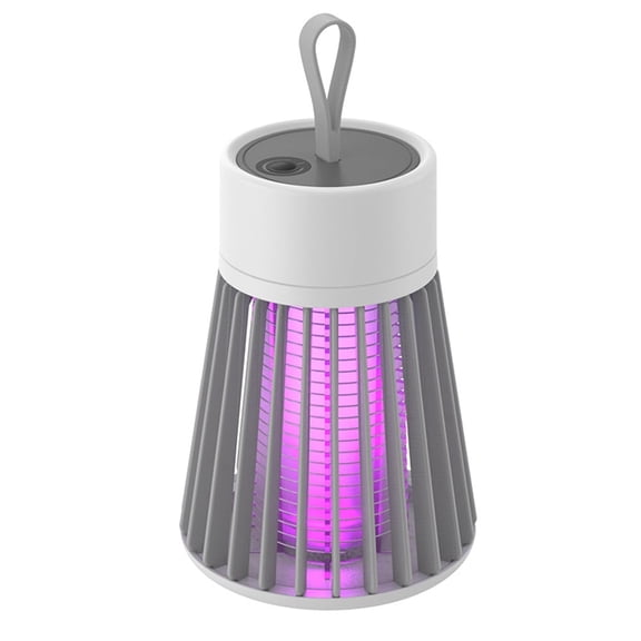 Rechargeable Bug Zapper for Home and Camping - Mosquito Zapper with Safety Grid, Cordless Fly Trap with Purple Light,Mosquito Killer for Indoor/Outdoor Use,USB Charging (Gray)