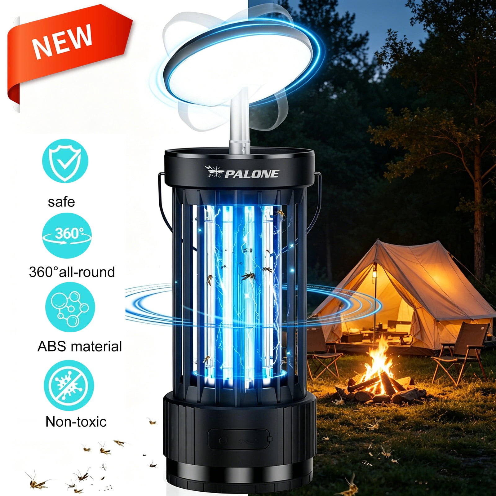 Rechargeable Bug Zapper with Adjustable Light for Indoor Outdoor, , Camping，j