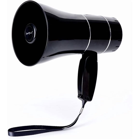 Rechargeable Bullhorn Megaphone Speaker with 240s Recording, Emergency Siren Alarm, U-Disk Playback Portable PA System for Outdoor Events, Coaching, Stadiums Rechargeable Battery Included (Black)