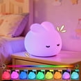 thumbnail image 1 of Color Changing Night Light, 3 Mode 9 Color RGB Bunny Lamp with 15-Min Timer, Squishy Silicone USB Rechargeable Nightlight for Kids, Nursery, Room Decor, 1 of 10