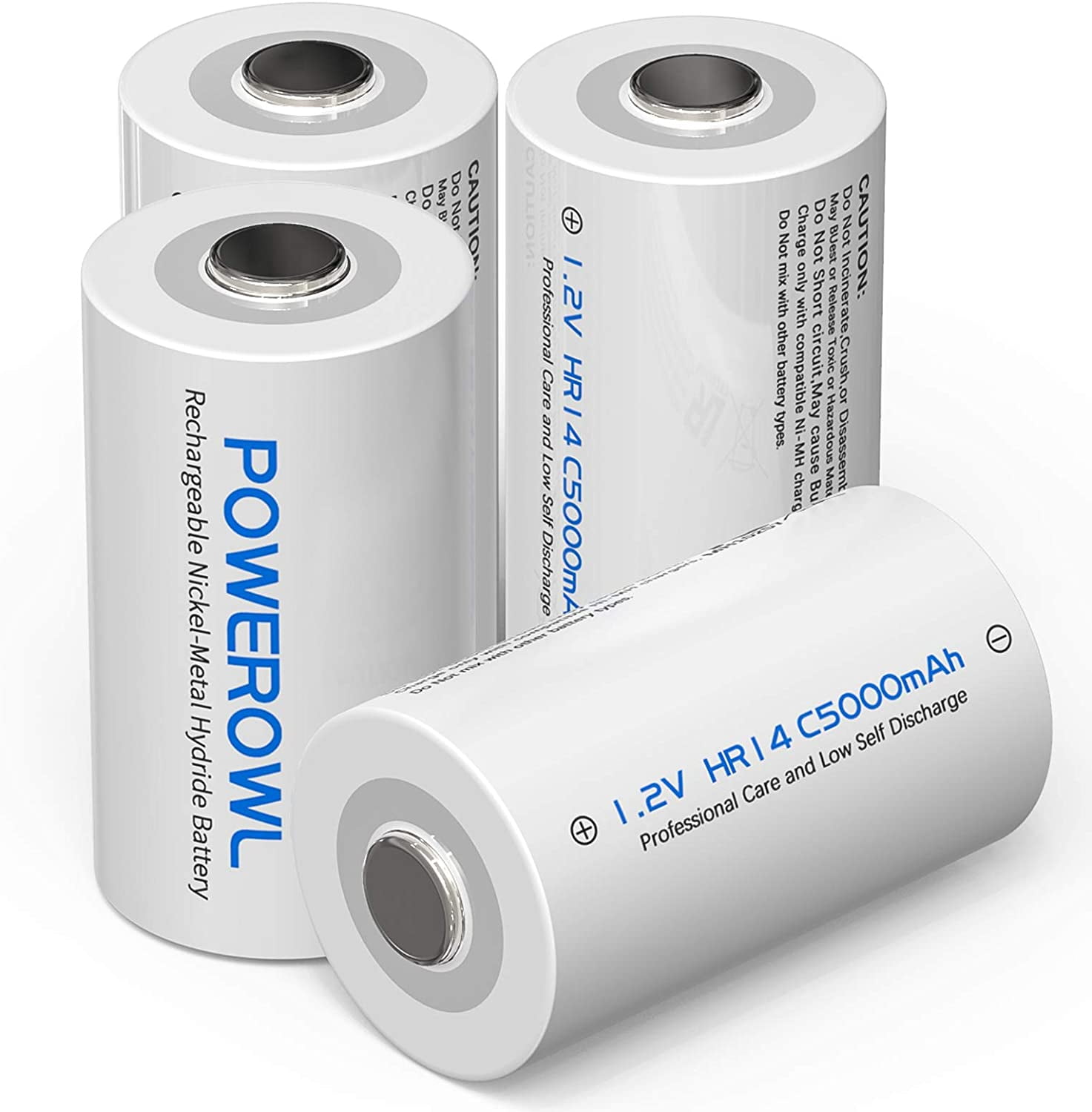 Rechargeable C Batteries Nickle Metal Hydride 5000mah Low Self Discharge NiMH C-Cell Battery (4 Pack)