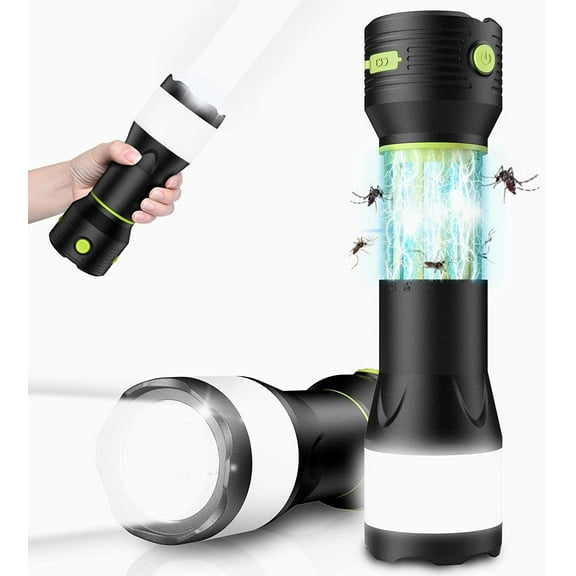 Rechargeable Camping Lantern, Multi-Purpose Flashlight Lantern Combo with 3 Light Modes, Power Bank, IPX5 Waterproof, 2 Ways to Hang Flashlight for Camping, Hurricane Emergency, Hiking, Home Outage.