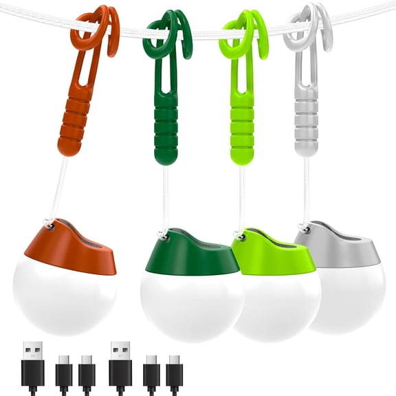 Rechargeable Camping Lights, 4 Pack Portable Tent lights With 4 Lighting Modes, 150LM LED Camping Lantern , Only 20g  Tent Lantern for Hiking Backpacking Power Outages