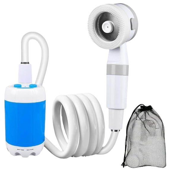 Rechargeable Camping Shower Pump Kit Built in 5000mAh Battery Handheld Shower Head with Stop Valve Outdoor