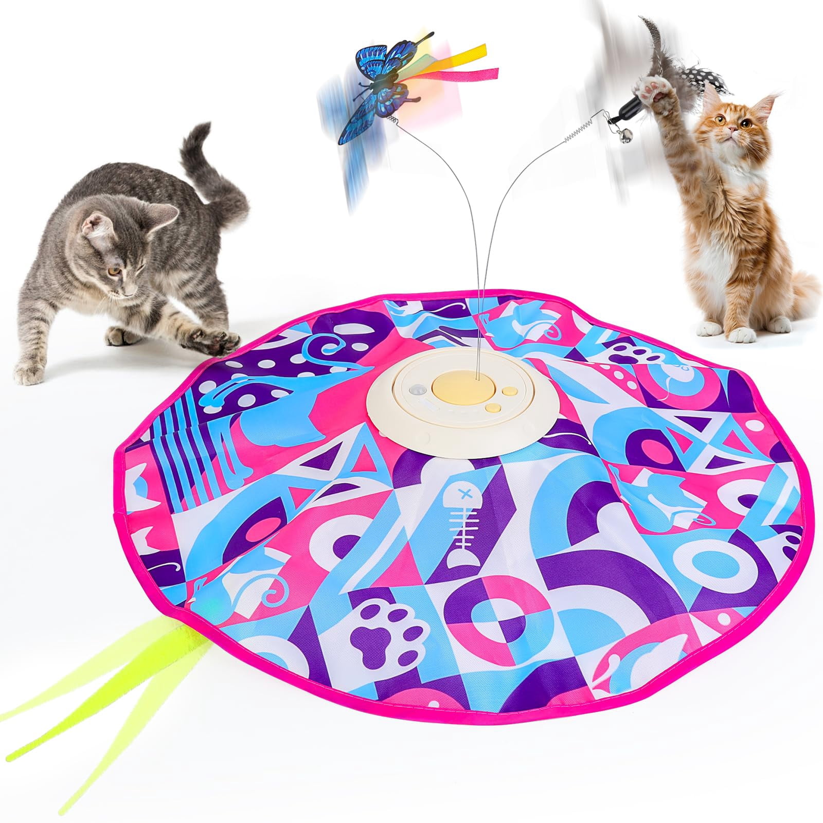 Rechargeable Cat Toys And Seek Game Interactive For Indoor Cats Moving Wand Touch Activated Enrichment Bored Adult Cats(pink)