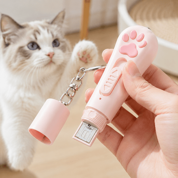 Rechargeable Cat Toys Interactive - 3 Light Modes & 5 Patterns Portable Pet Toy for Cats Dogs Kittens, Automatic Moving Mouse Toy for Fun Chase Play Exercise