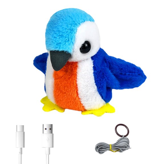 Rechargeable Cats Toy Flapping Bird Not Flying Interactive Chirping Plush Bird Toy for Kitten Small Dog Touch Activated