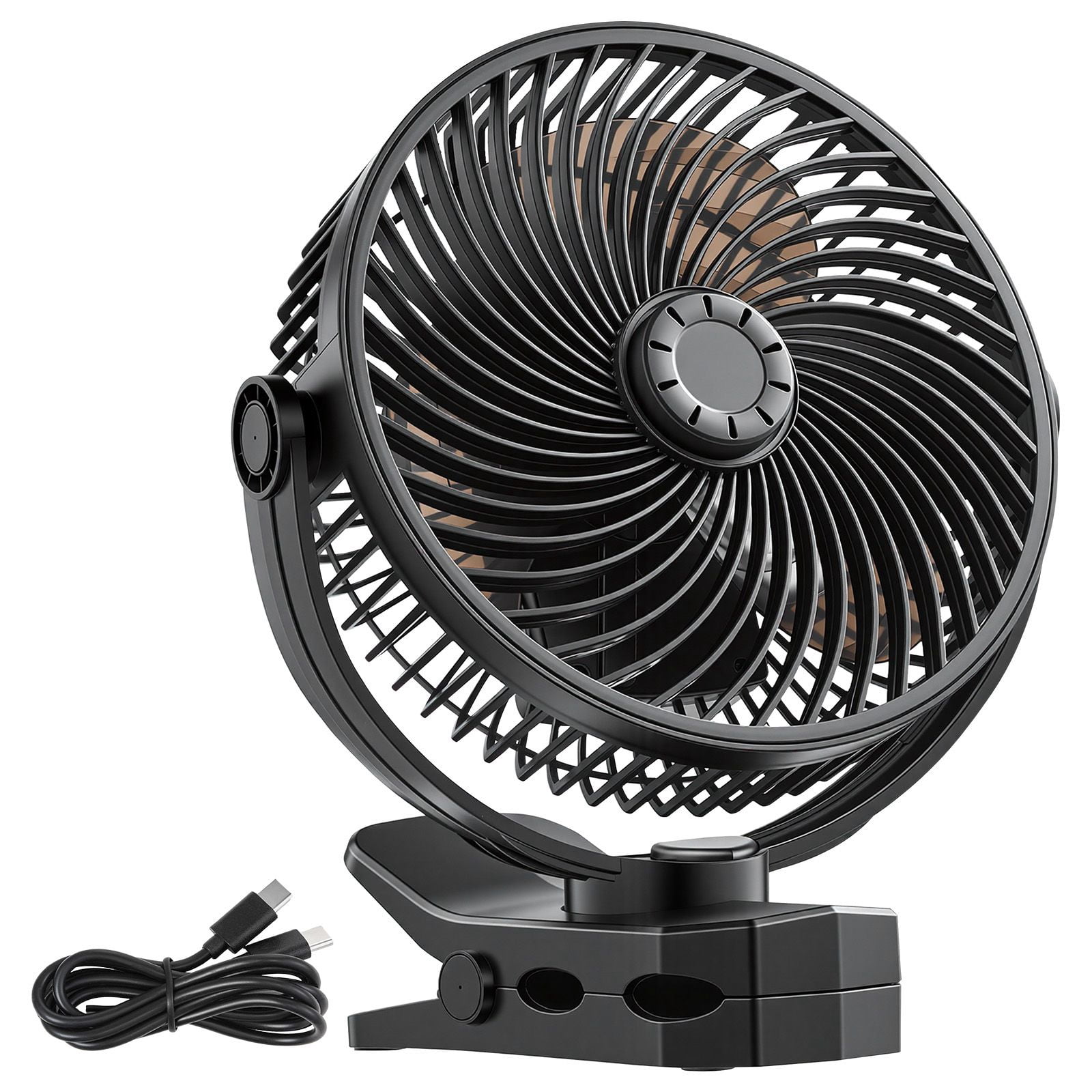 Rechargeable Clip Fan, 139 CFM with 3 Speeds + Circulation Mode, 22 Hours Runtime, Strong Clamp, Type-C Charging, Quiet Operation for Desk, Treadmill, and Travel
