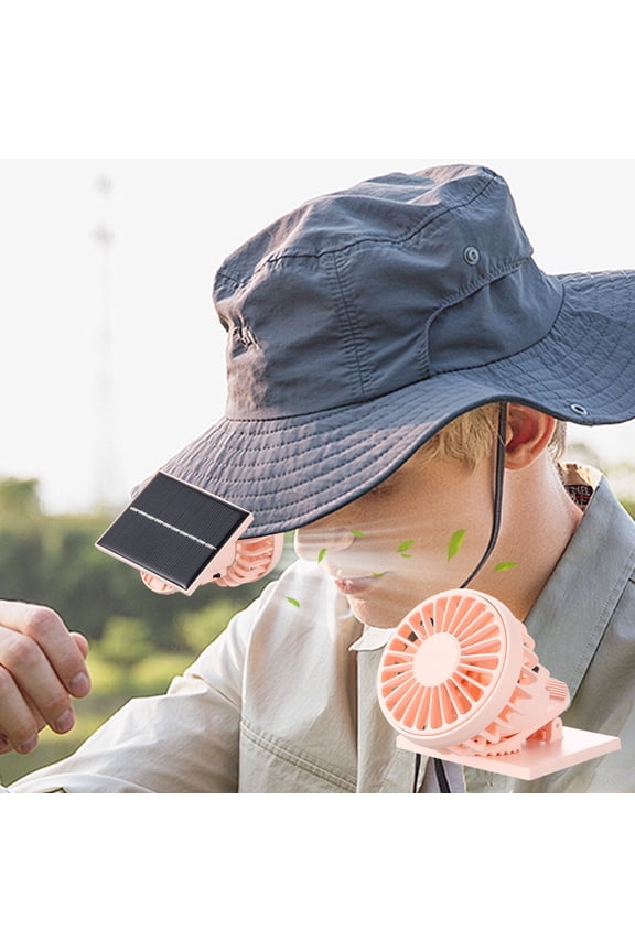 Rechargeable Clip On Fan Suitable for Most Hats,Clip-on Cap Mini Solar Powered Fan,Portable Handsfree Cooling Fan Hat Accessories for Outdoor Fishing Camping Hiking Travel (Just one fan,Pink)