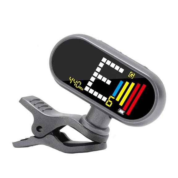 Rechargeable Clip On Guitar Tuner with 360 Degree Rotatable LCD Color Display Precision Vibration Tuning for Chromatic Bass Ukulele Violin, 2.36 x 1.97 x 1.18 inches / 6.0 x 5.0 x 3.0 cm