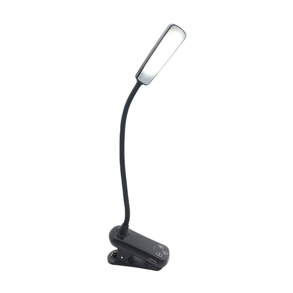 Rechargeable Clip-On Book Light with Flexible Gooseneck, Eye Protection LED Reading Lamp, Adjustable Brightness and Color, USB Powered for Reading, Studying, and Desk Use