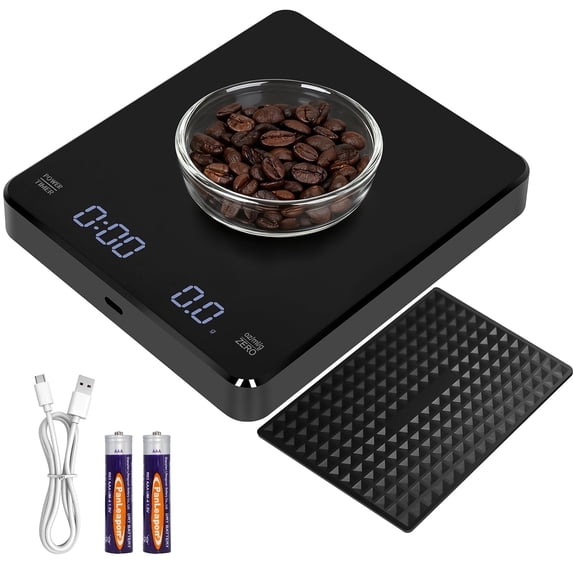 FUNXEE High Precision Digital Coffee Scale with Timer - 3kg Capacity, 0.1g Accuracy for Pour Over, Espresso and Kitchen Use, LCD Display