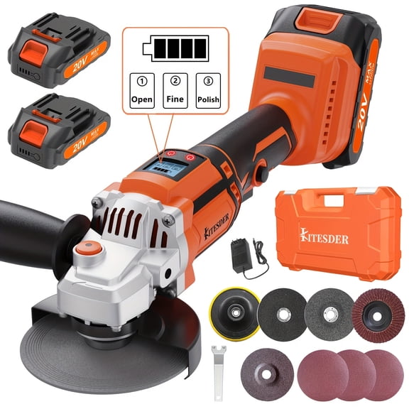 Rechargeable Cordless Angle Grinder Polisher with Lithium Battery, Fast Charger & Accessories, for Tile Stone Steel Grinding Polishing, Christmas Gift, Local Warehouse Shipping