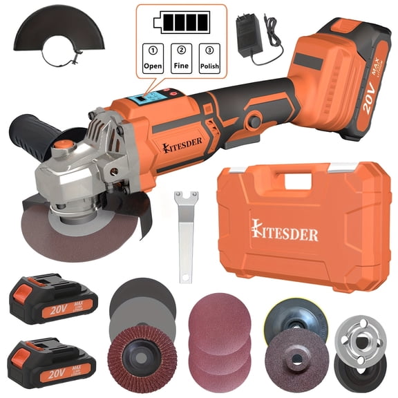Rechargeable Cordless Angle Grinder Polisher with Lithium Battery, Fast Charger & Accessories, for Tile Stone Steel Grinding Polishing, Christmas Gift, Local Warehouse Shipping