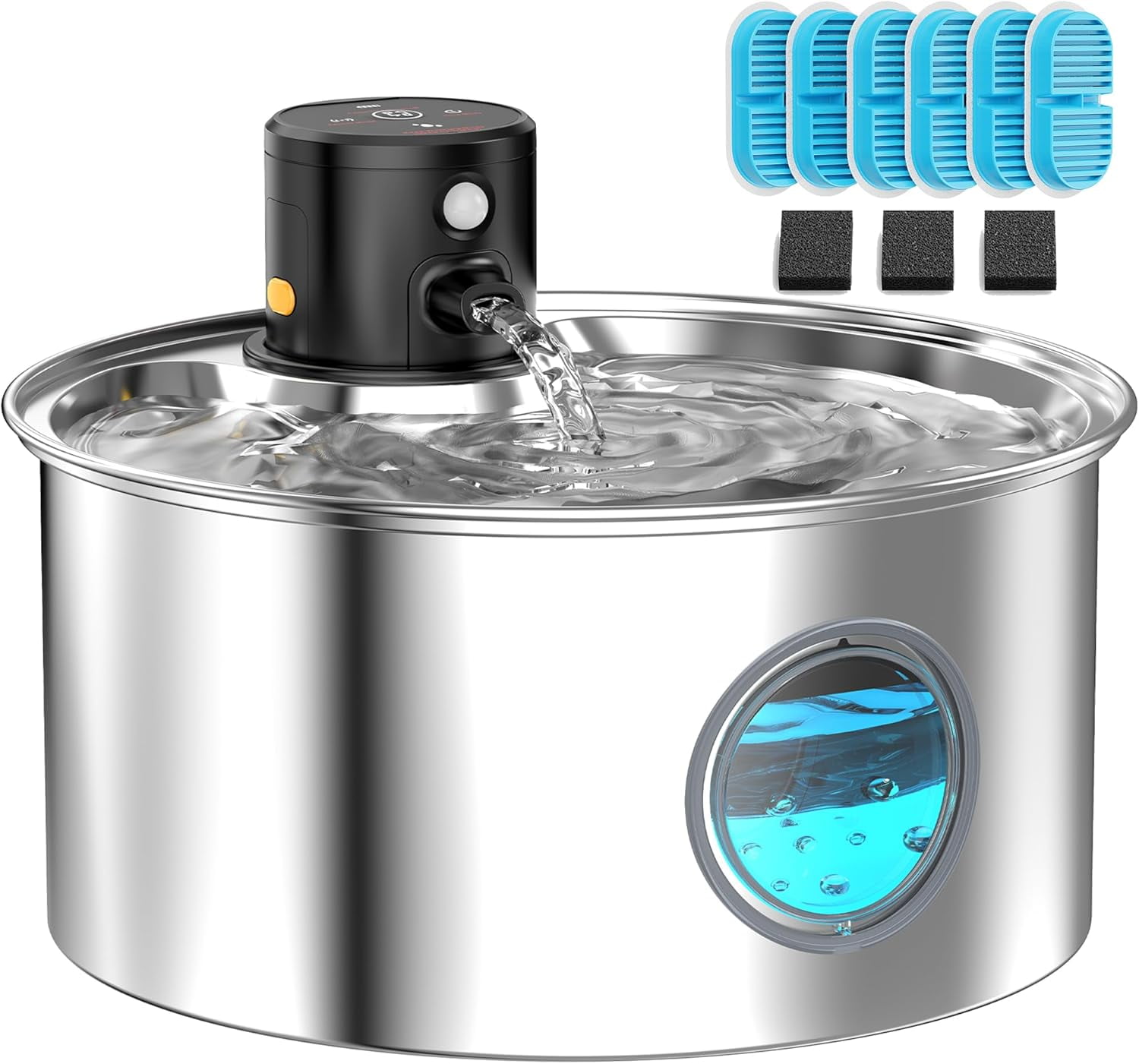 Rechargeable Cordless Cat Water Fountain with Motion Sensor - 108oz Stainless Steel Automatic Pet Drinking Fountain for Cats and Dogs