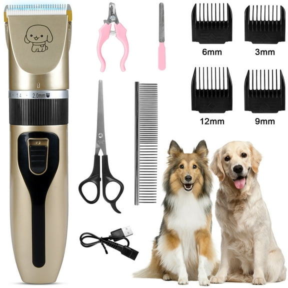 Rechargeable Cordless Dogs Cats Grooming Clippers,Professional Pet Hair Clippers with Comb Guides Low Noise Quiet Dog Shaver Electric Hair Clipper Set for Dogs Cats Horses Animals Pet Grooming Kit