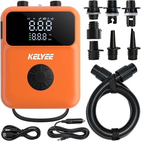 Rechargeable Cordless SUP Air Pump 20 PSI Electric Paddle Board Pump Auto Shut Off USB C 12V DC Charging Digital LED Screen Paddle Board Electric Pump For Kayak Boat Inflatable Tent Float