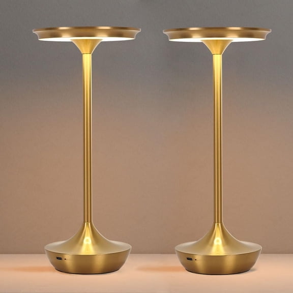 Rechargeable Cordless Table Lamp, 6000mAh Battery Operated LED Table Lights Outdoor Portable Touch Dimmable Table Lamp for Bedroom Patio Cofee Restaurant Dining Home Set of 2-Gold
