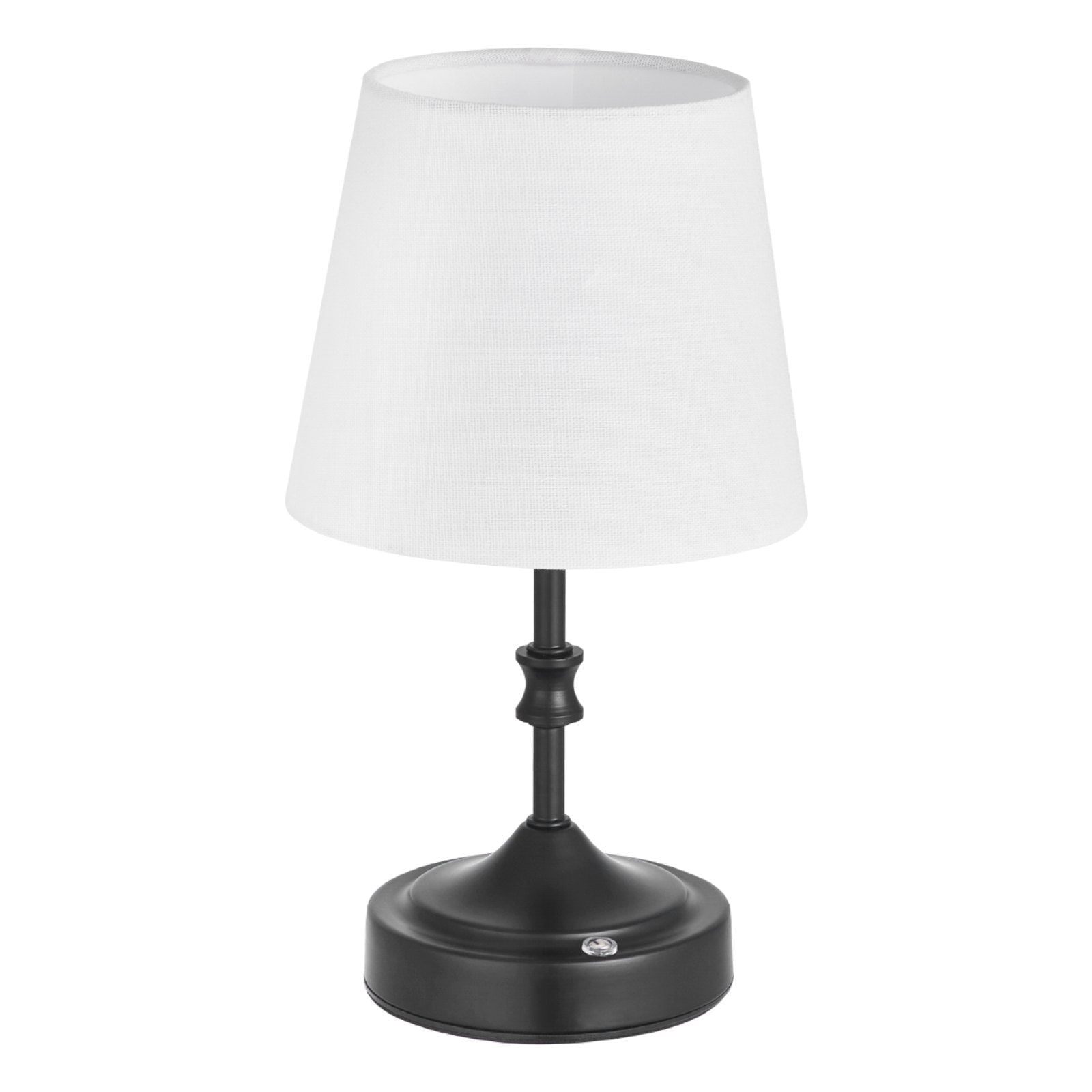 Black Cordless Table Lamp with Rechargeable Battery – Small Fabric Shade Desk Lamp for Bedroom & Office