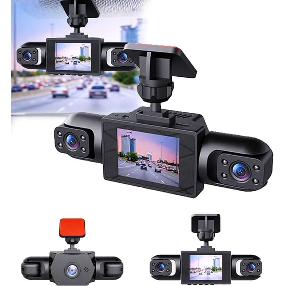 Rechargeable Dash Cam No Wires,Wireless Front/Rear/Inside Car Dashcam with 1080p HD,3 Lenses,2.0" Display,360° Adjustable View, Loop Recording and Night Vision for Parking & Driving Security