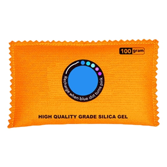 Rechargeable Desiccant Packs for Moisture Absorbing, Color Indicating Silica Gel Desiccant Packets, Moisture Absorbers Pack Dehumidifier Bag for Closets Storage Bin, 1Pc, 100Gram(Orange,5x3.5")