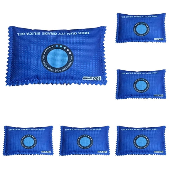 Rechargeable Desiccant Packs for Storage, Color Indicating Silica Gel Desiccant Packets, Moisture absorbers for storage, Dehumidifier bag for Closets, 100g, 5 Pcs, 5.11x3.54"