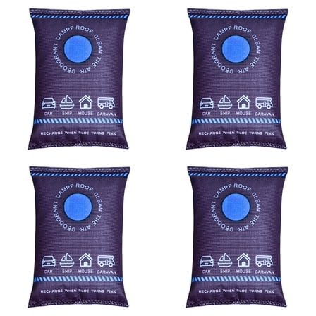 Rechargeable Desiccant Packs for Storage, Color Indicating Silica Gel Desiccant Packets, Moisture absorbers for storage, Dehumidifier bag for Closets, 4 Pcs, 5.11x3.54"