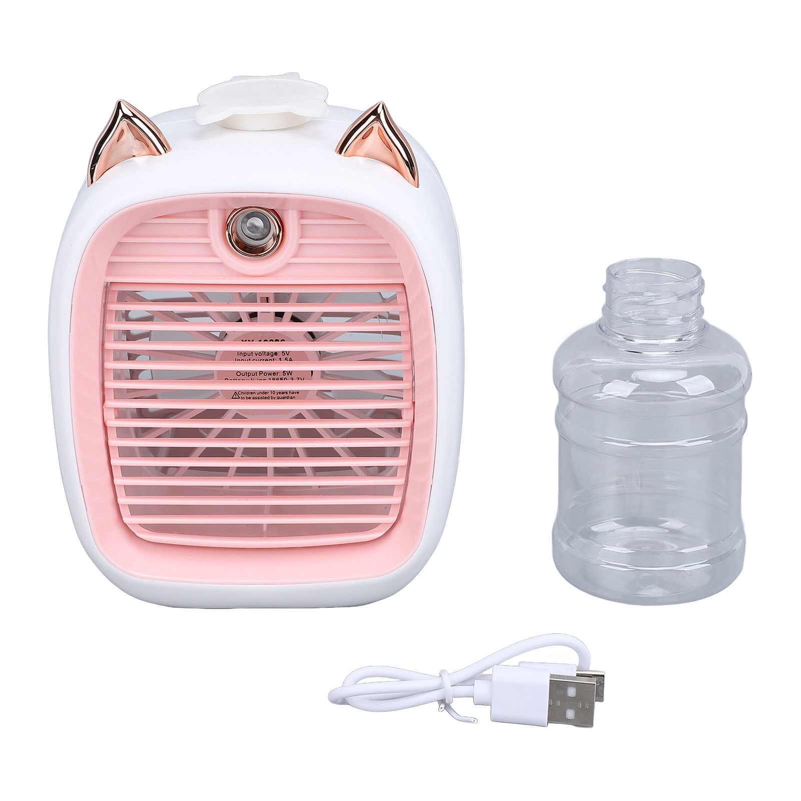 Rechargeable Desk Cooling Fan, Cute Fox Shape, Misting Function, 800mAh ...