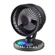 Rechargeable Desk Fan, 3 Speeds with Strong Airflow, 11 Inches, 90° Rotate Personal Cooling Fan with 4000mAh Battery, 8 Color LED Light, Table Fan for Bedroom Home Office Desktop, Black